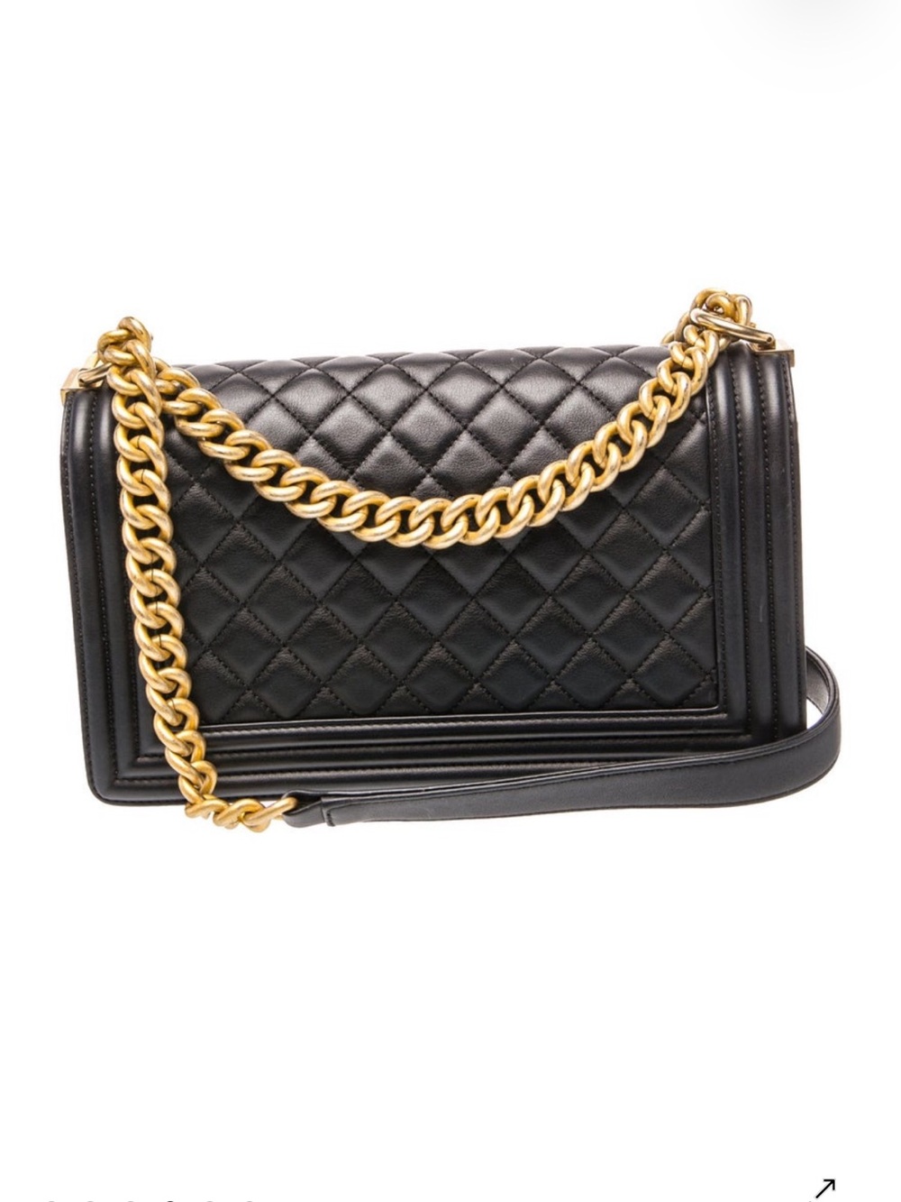 CHANEL Black Quilted Boy Crossbody with Gold Hardware Medium Size 100% authentic - Picture 3 of 14